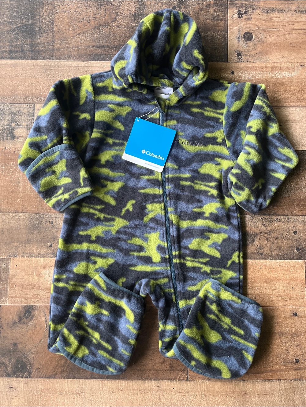NWT Baby Boy's Columbia Camo Fleece Onesie with Hood | 24M